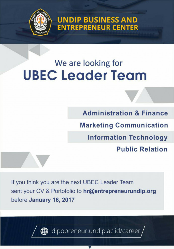 We Are Looking For UBEC Team Leader